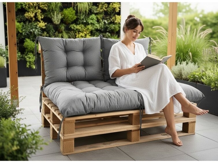 Paletové prošívané sezení MATTEO SET - sedák 120x80 cm, 2x opěrka 60x40 cm, šedá color 23, Mybesthome