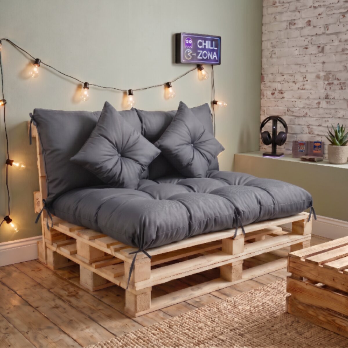 Interiérový polstr na palety CHILL ZONE 23 relax, gaming, mladé bydlení šedá Mybesthome