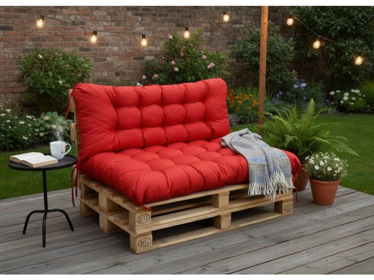 Paletové prošívané sezení PIETRO SET - sedák 120x80 cm, opěrka 120x40 cm, color 11 červená, Mybesthome
