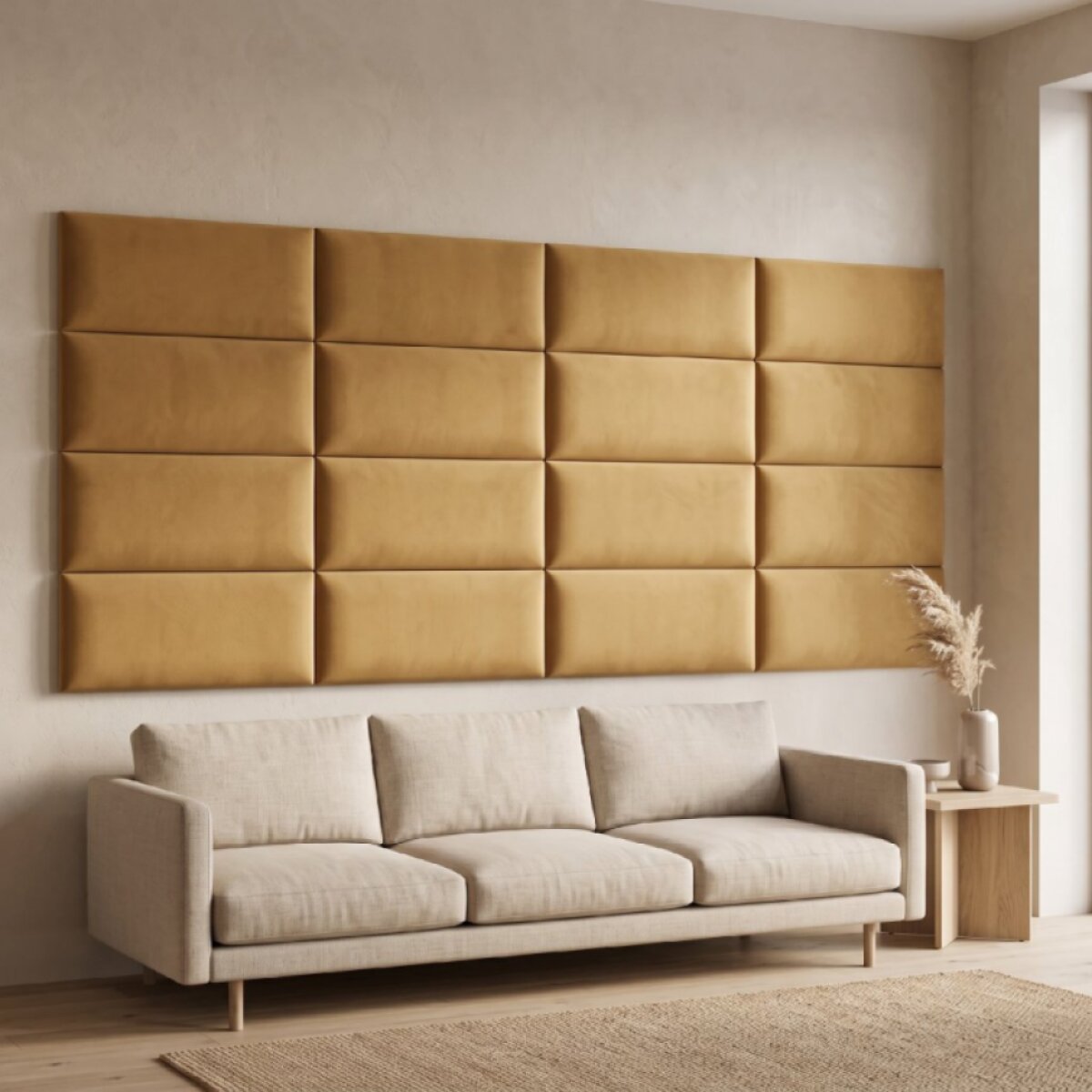 Čalouněný nástěnný panel různé rozměry x šířka 30 cm hořčicová obdélník MyBestHome