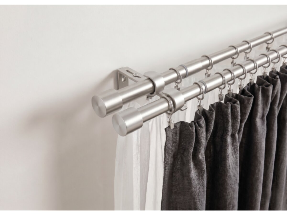 Kovová teleskopická garnýž VINCENZO DUO stříbrná matná 120-230 cm Ø 16/19 mm dvouřadá Mybesthome