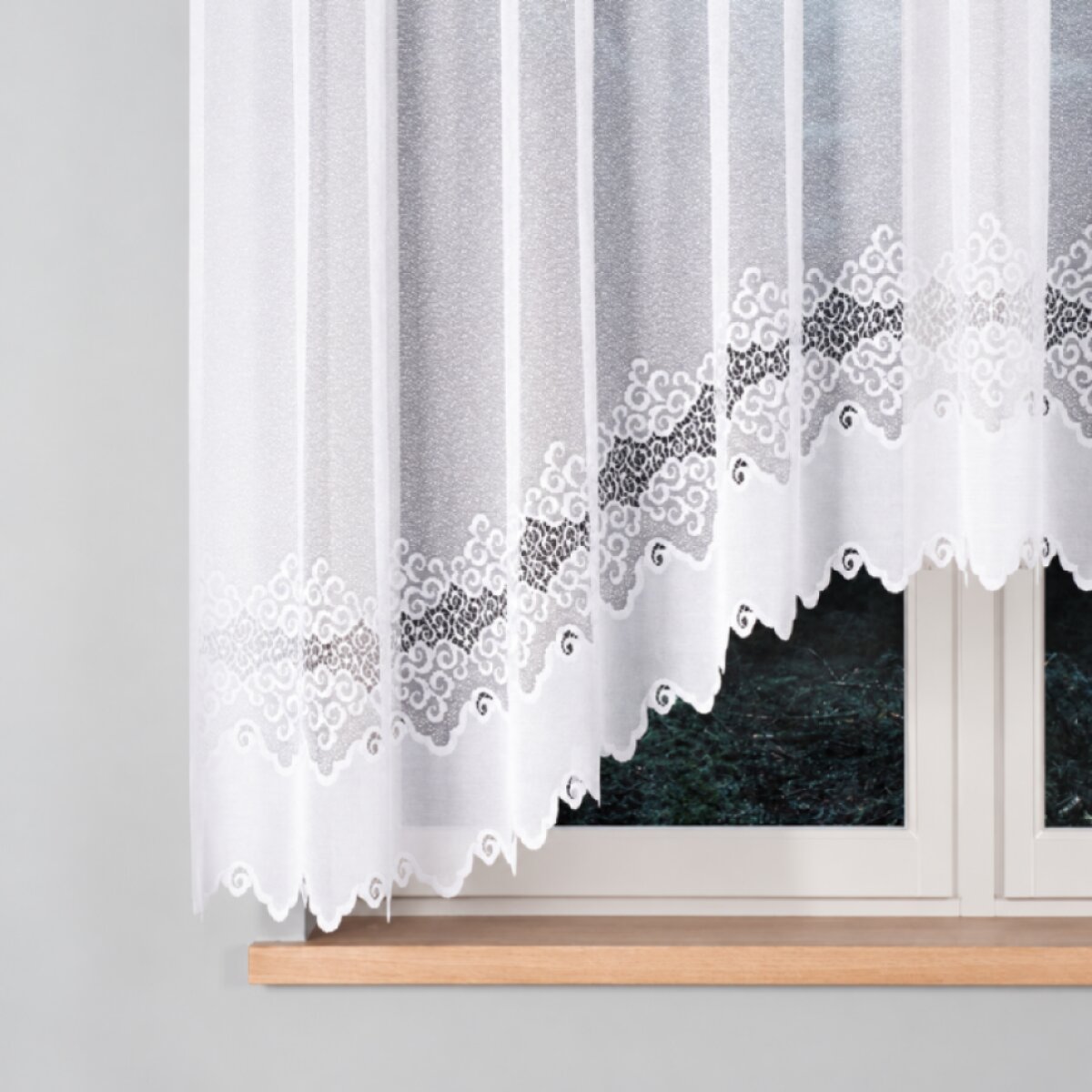 Oblouková žakárová záclona na žabky MODESTA 300x160 cm