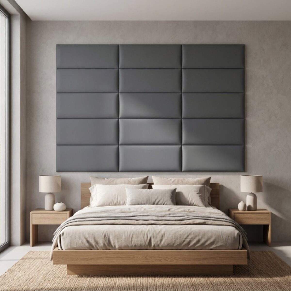 Čalouněný nástěnný panel různé rozměry x šířka 30 cm šedá obdélník MyBestHome