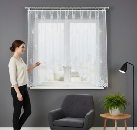 Dekorační oblouková krátká záclona na žabky GOSIA bílá 300x160 cm MyBestHome