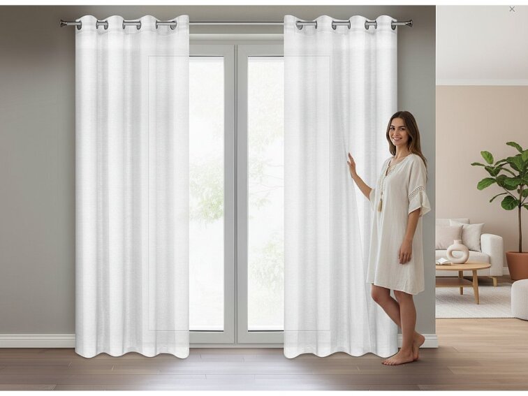 Dekorační dlouhá záclona s kroužky s jemnou stukturou STELLA 140x250 cm bílá (cena za 1 kus) MyBestHome