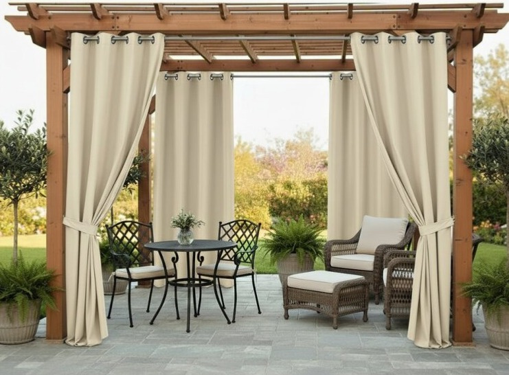 Venkovní zahradní závěs s kroužky MONTANA color 17 světle béžová, různé rozměry MyBestHome