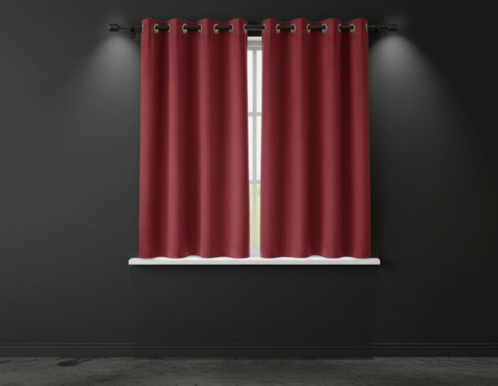 Zatemňovací krátký závěs s kroužky "BLACKOUT" NEW VITORIA 135x160 cm červená (cena za 1 kus) Mybesthome