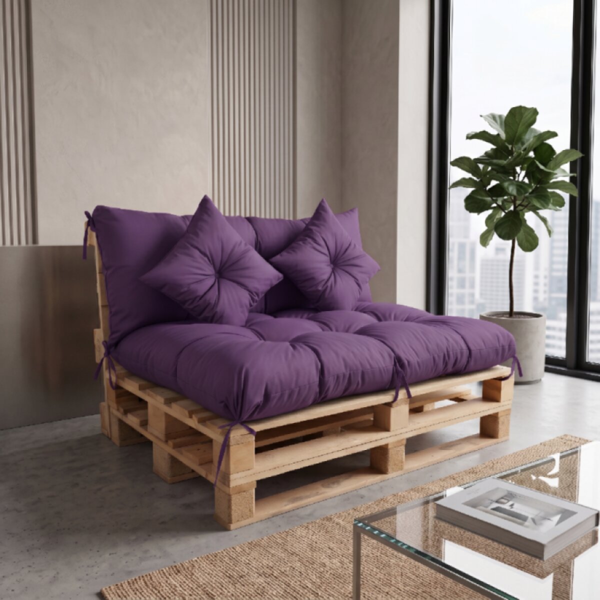 Interiérový polstr na palety LIVING 29 fialová - do obývacího pokoje MyBestHome