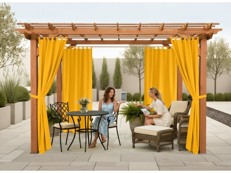 Venkovní zahradní závěs s poutky SANTIAGO color 40 mustard/hořčicová, různé rozměry MyBestHome