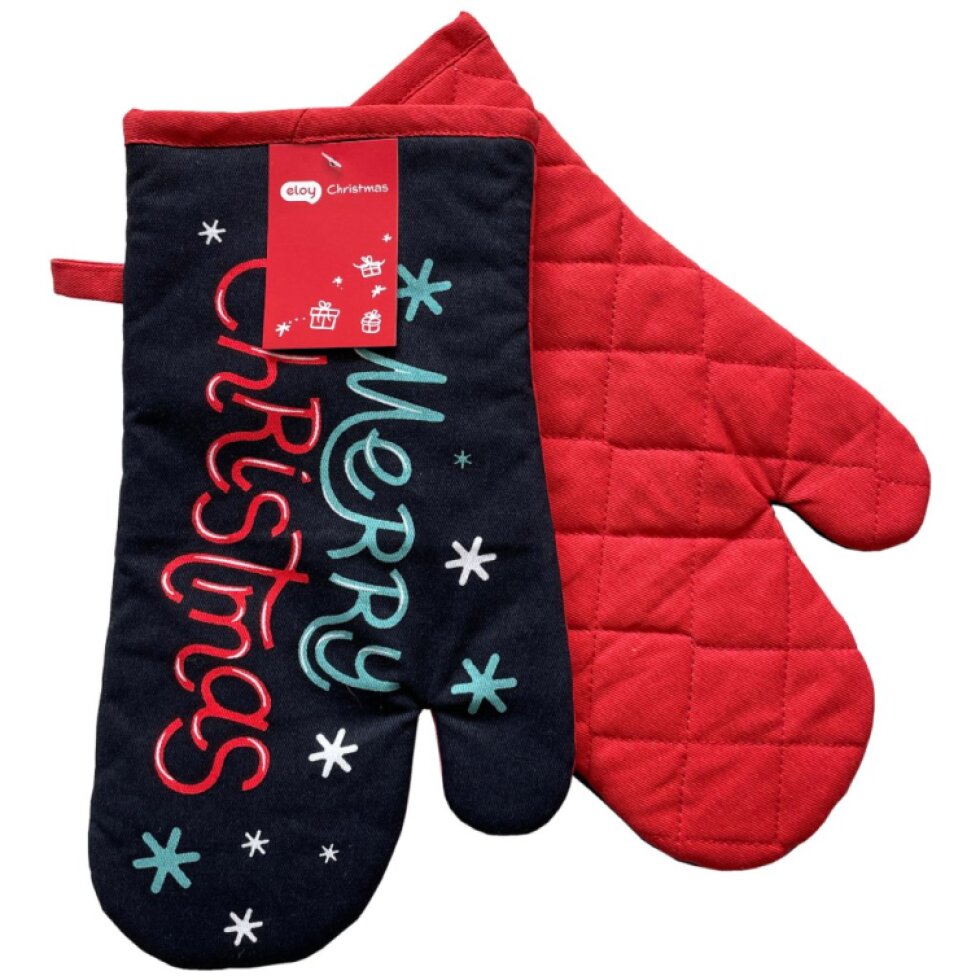 Vánoční kuchyňské rukavice CHRISTMASSY MERRY 18x30 cm – 2 ks