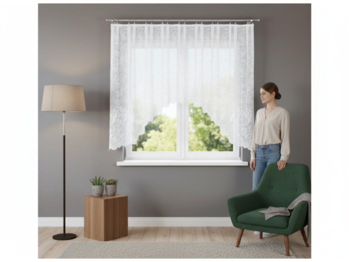 Dekorační oblouková krátká záclona na žabky KINGA 140 bílá 300x140 cm MyBestHome