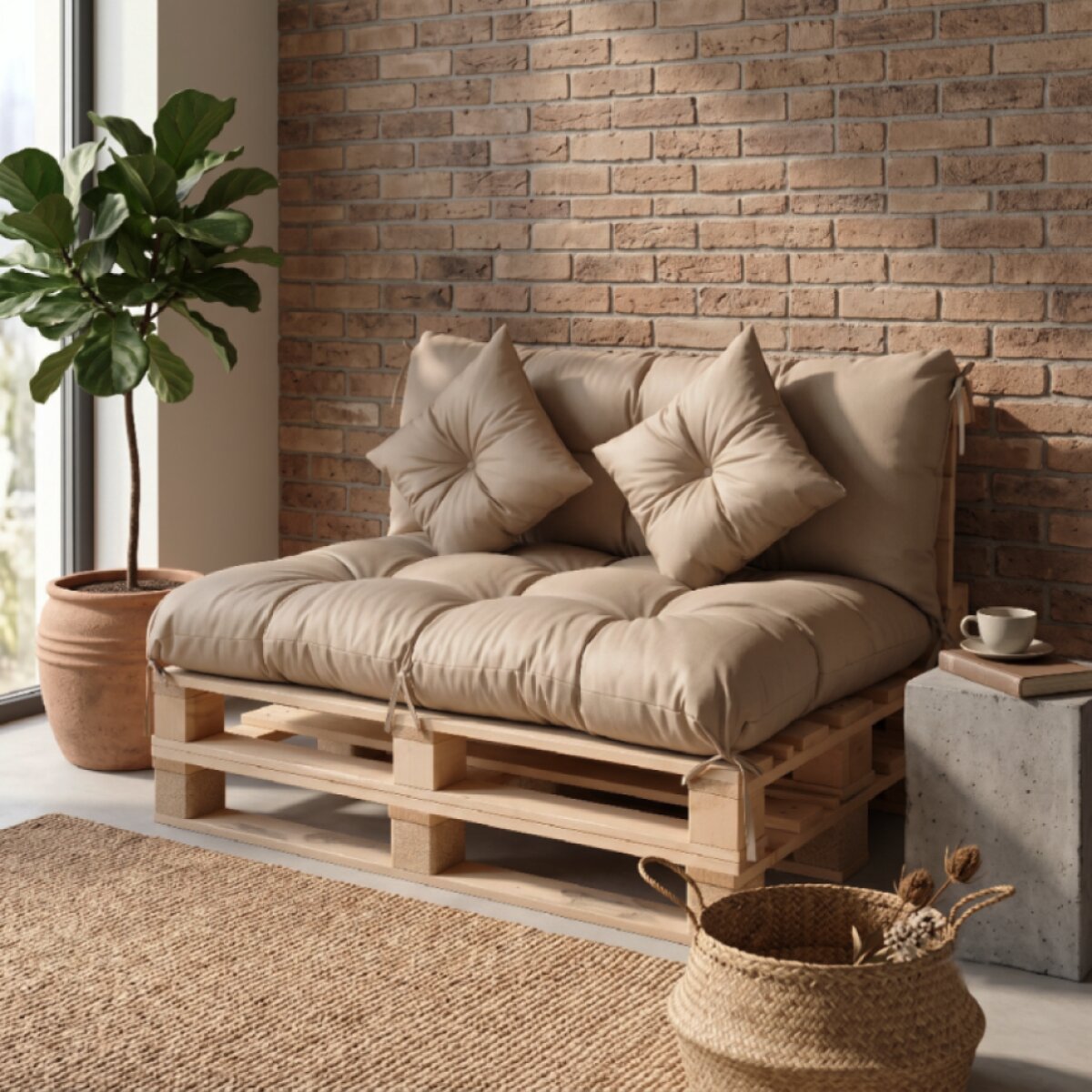 Interiérový polstr na palety LIVING 21 béžová – do obývacího pokoje MyBestHome