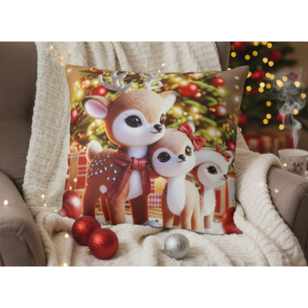 Vánoční povlak na polštář CHRISTMAS DEER motiv III. 40x40 cm