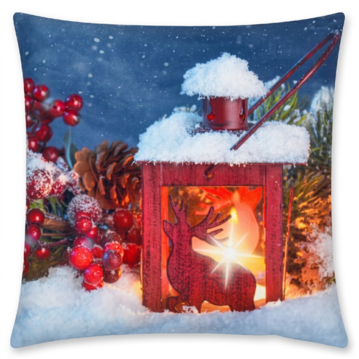 Vánoční povlak na polštář CANDLE FLAME 40x40 cm červená lucerna