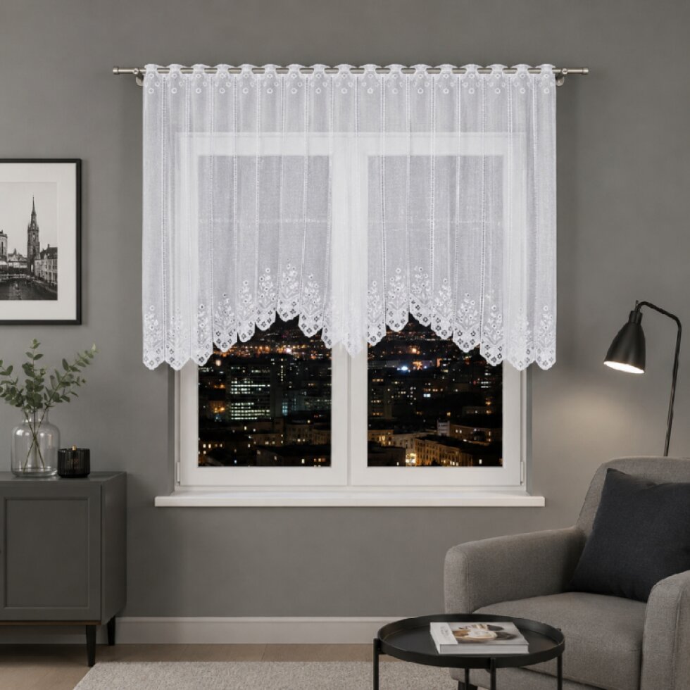 Dekorační oblouková krátká záclona na garnyž nebo na žabky KLEMENTYNA 200x120 cm MyBestHome
