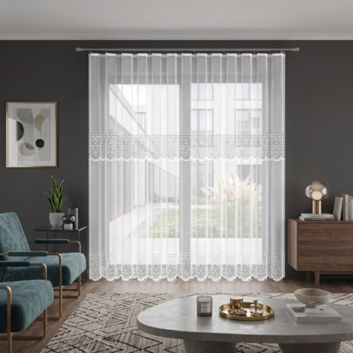 Dekorační žakárová záclona s řasící páskou AMON 250 bílá 200x250 cm MyBestHome