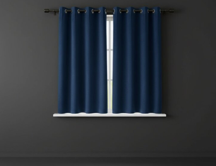 Zatemňovací krátký závěs s kroužky "BLACKOUT" NEW VITORIA 135x160 cm modrá (cena za 1 kus) Mybesthome
