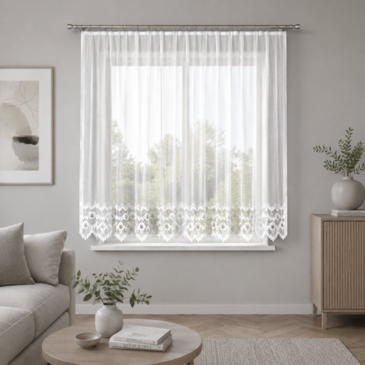 Dekorační krátká vzorovaná záclona na žabky FELICJA LINE 300x160 cm MyBestHome