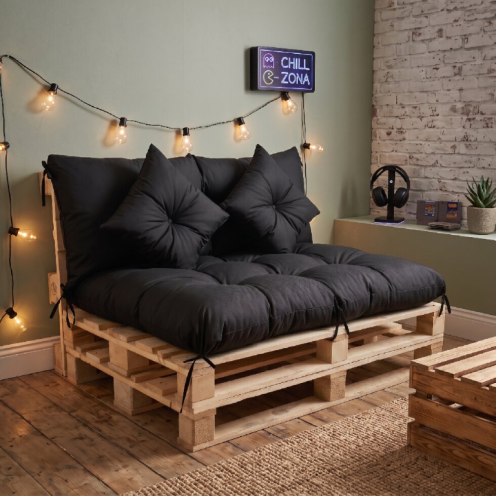 Interiérový polstr na palety CHILL ZONE 01 relax, gaming, mladé bydlení černá Mybesthome