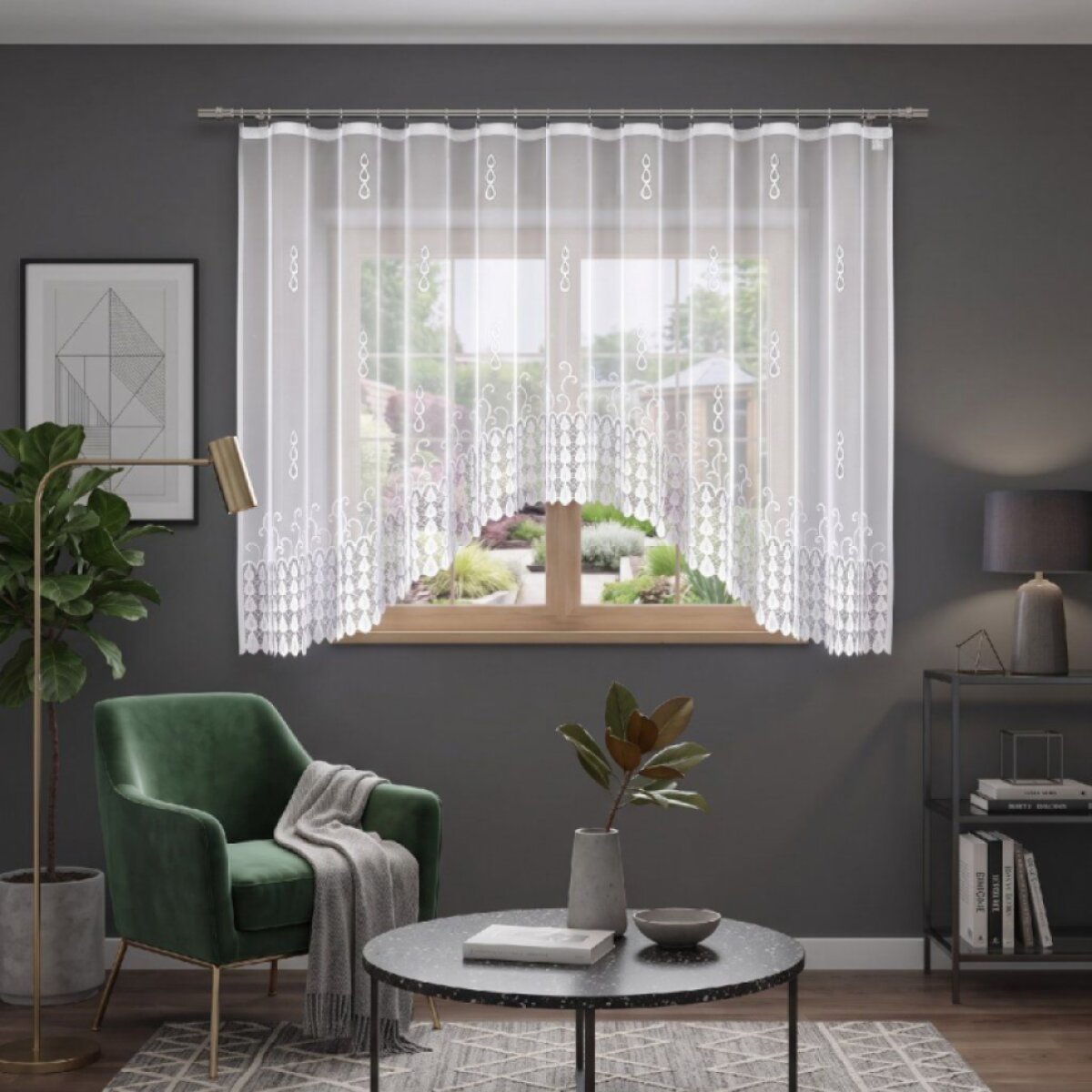 Dekorační žakárová záclona s řasící páskou FESTO 160 bílá 400x160 cm MyBestHome