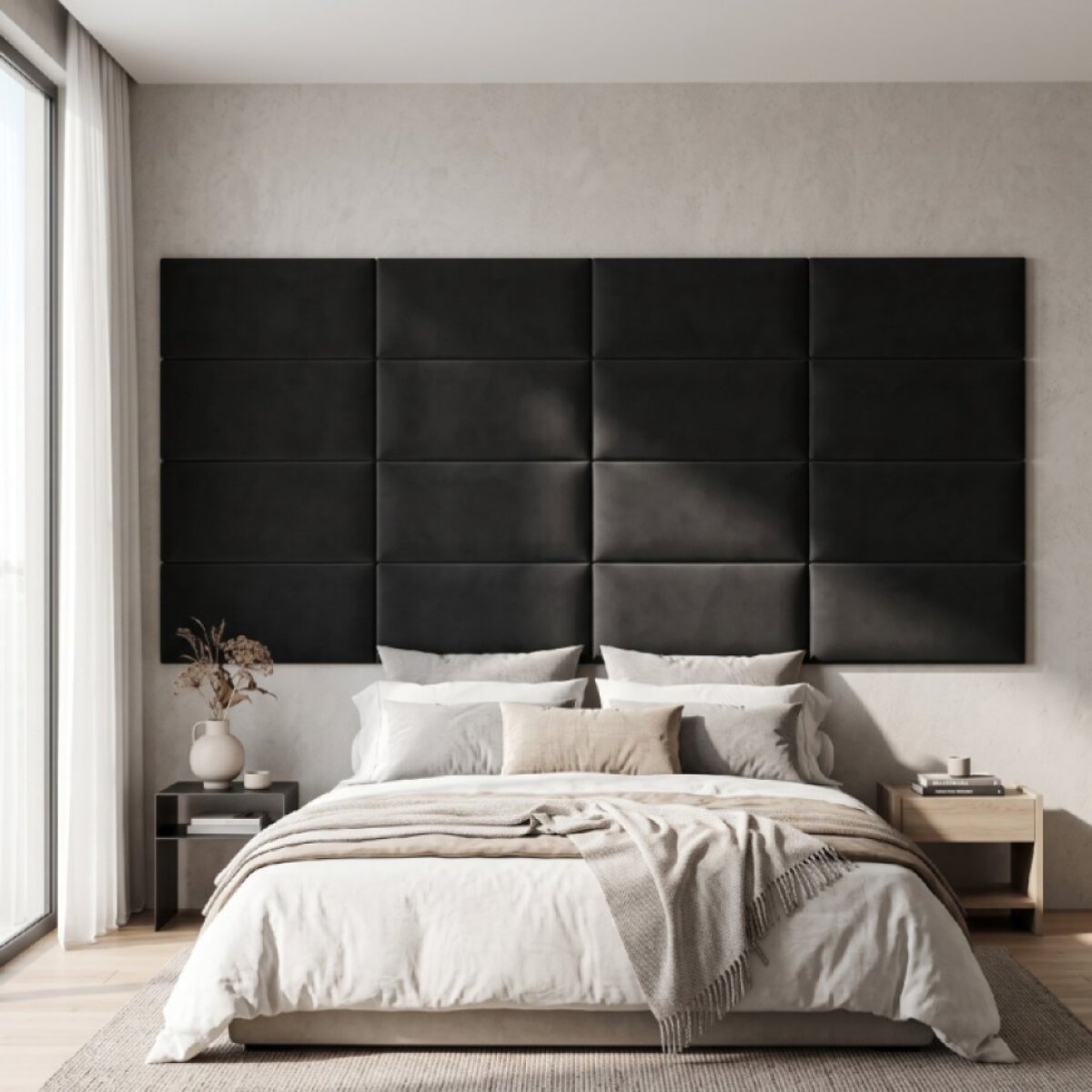Čalouněný nástěnný panel různé rozměry x šířka 30 cm grafitová obdélník MyBestHome