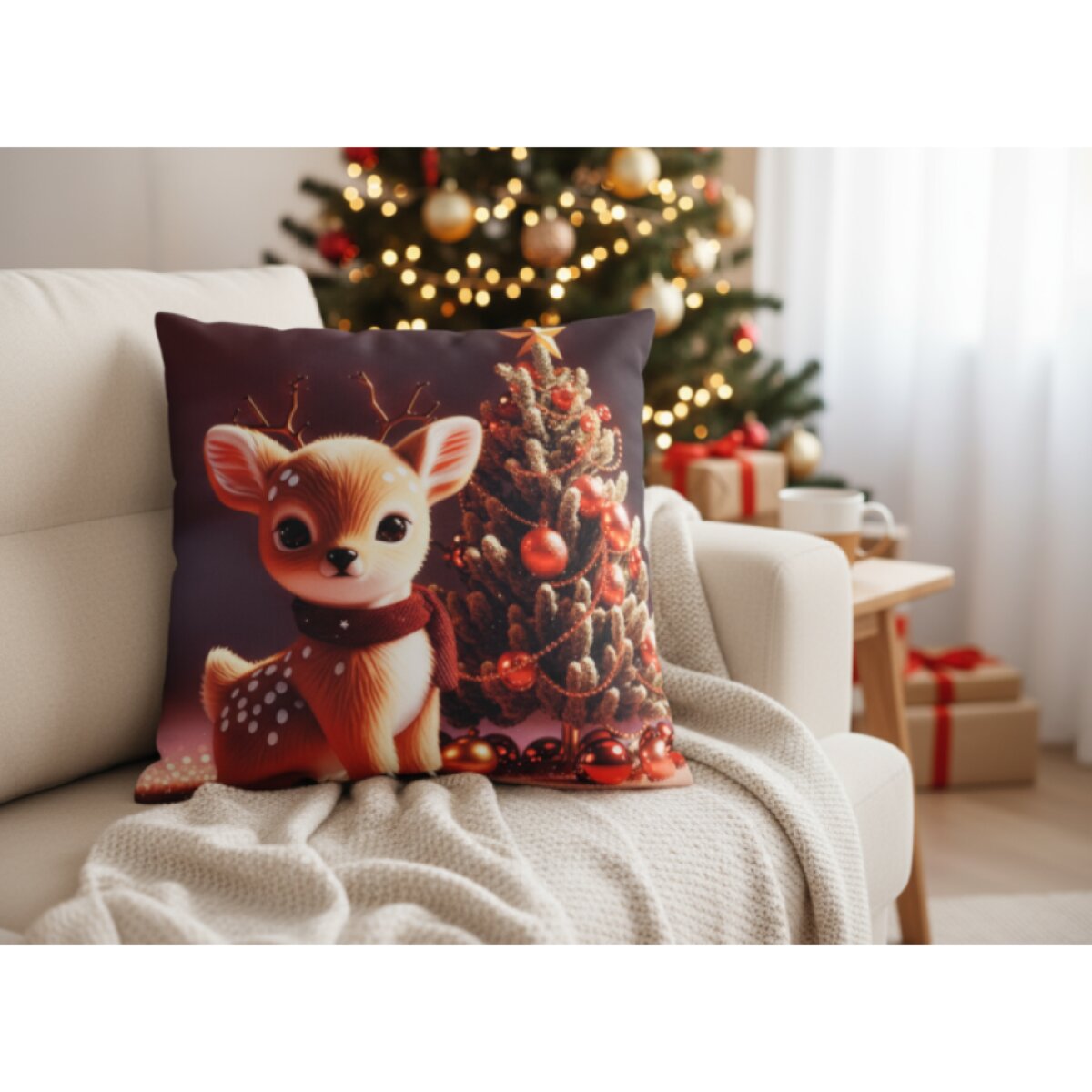 Vánoční povlak na polštář CHRISTMAS DEER motiv II. 40x40 cm