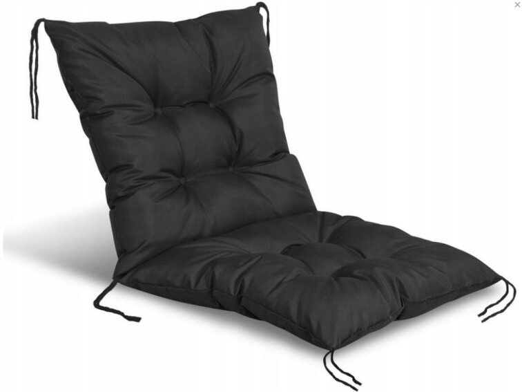 Zahradní prošívaný podsedák na židli s opěrkou OSCAR 50x50x50 cm color 01 černá Mybesthome