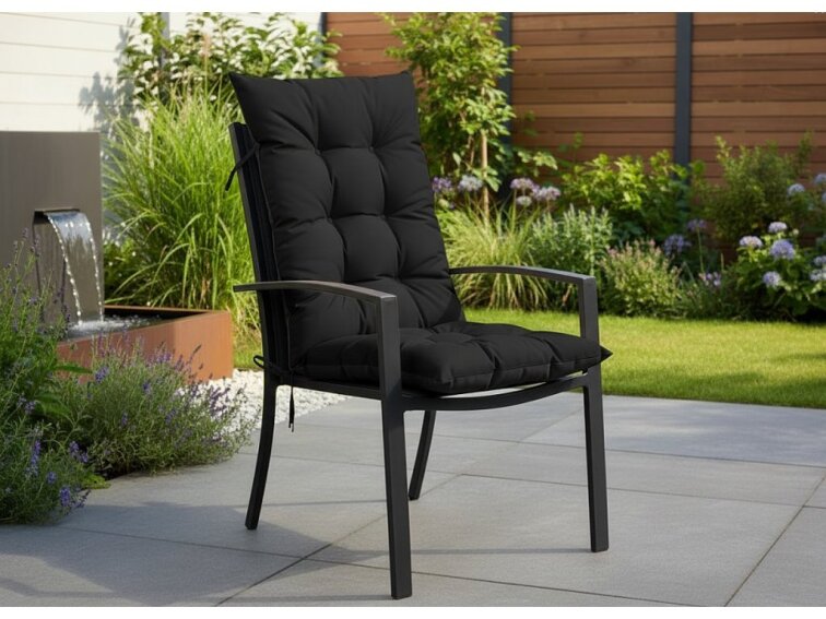 Zahradní prošívaný podsedák na židli s opěrkou 50x50x80 cm CALLUM color 01 černá Mybesthome
