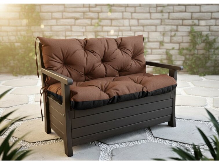 Prošívané sezení ELIAS 550 color 22 HNĚDÁ různé rozměry, polstr na zahradní lavici - sedák s opěrkou, Mybesthome