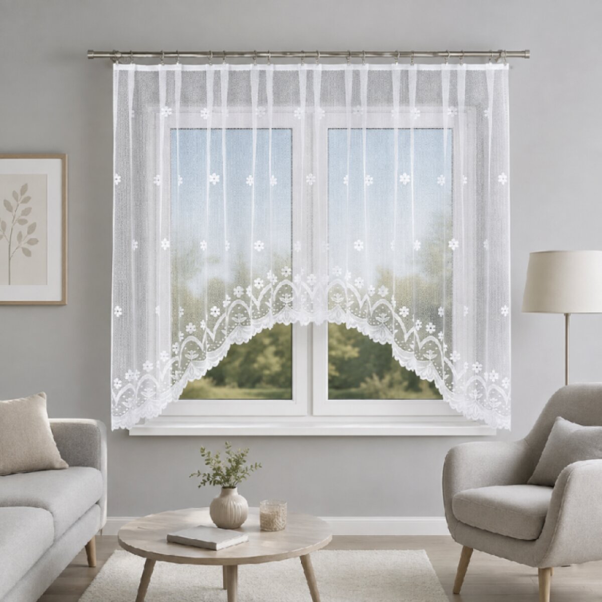 Dekorační oblouková krátká záclona na žabky FLORENTYNA 330x160 cm MyBestHome