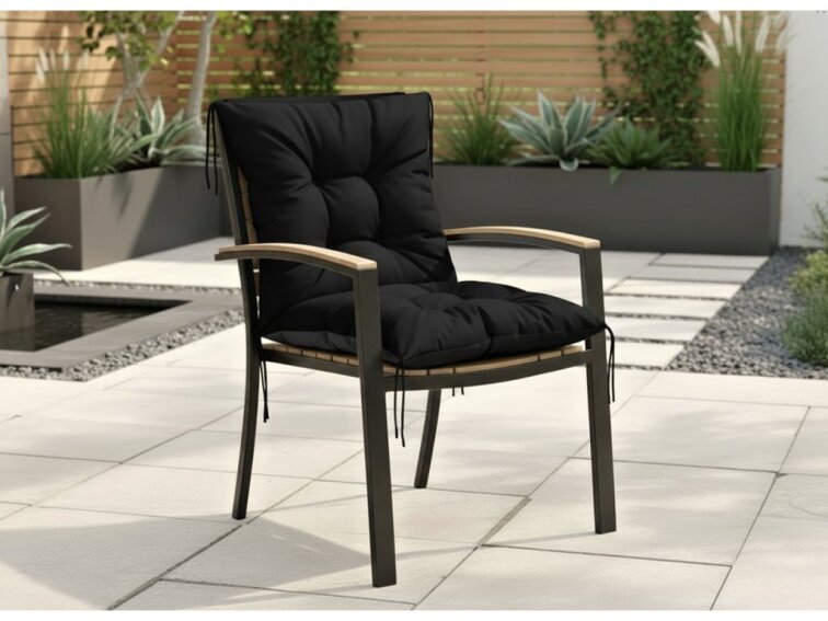 Zahradní prošívaný podsedák na židli s opěrkou OSCAR 50x50x50 cm color 01 černá Mybesthome