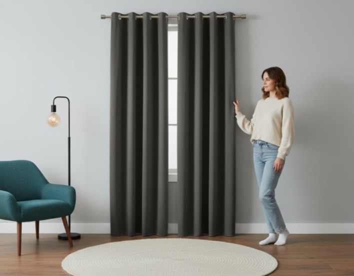 Zatemňovací závěs s kroužky "BLACKOUT" SIERRA 135x250 cm grafitová (cena za 1 kus) MyBestHome