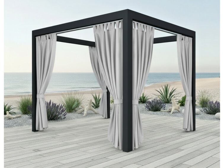 Venkovní zahradní závěs s poutky PORTO světle šedá 01 různé rozměry Mybesthome