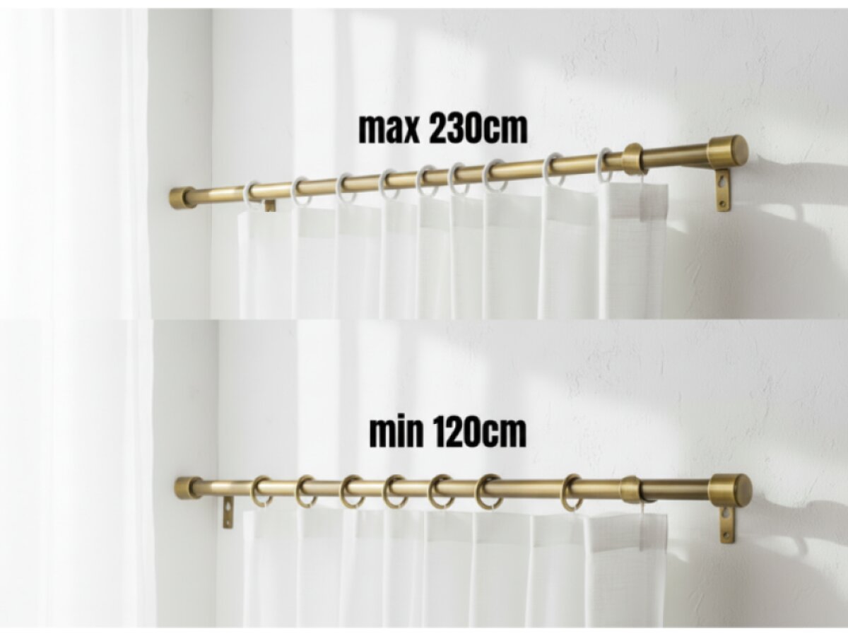 Kovová teleskopická garnýž VINCENZO mosazný antik 120-230 cm Ø 16/19 mm jednořadá Mybesthome
