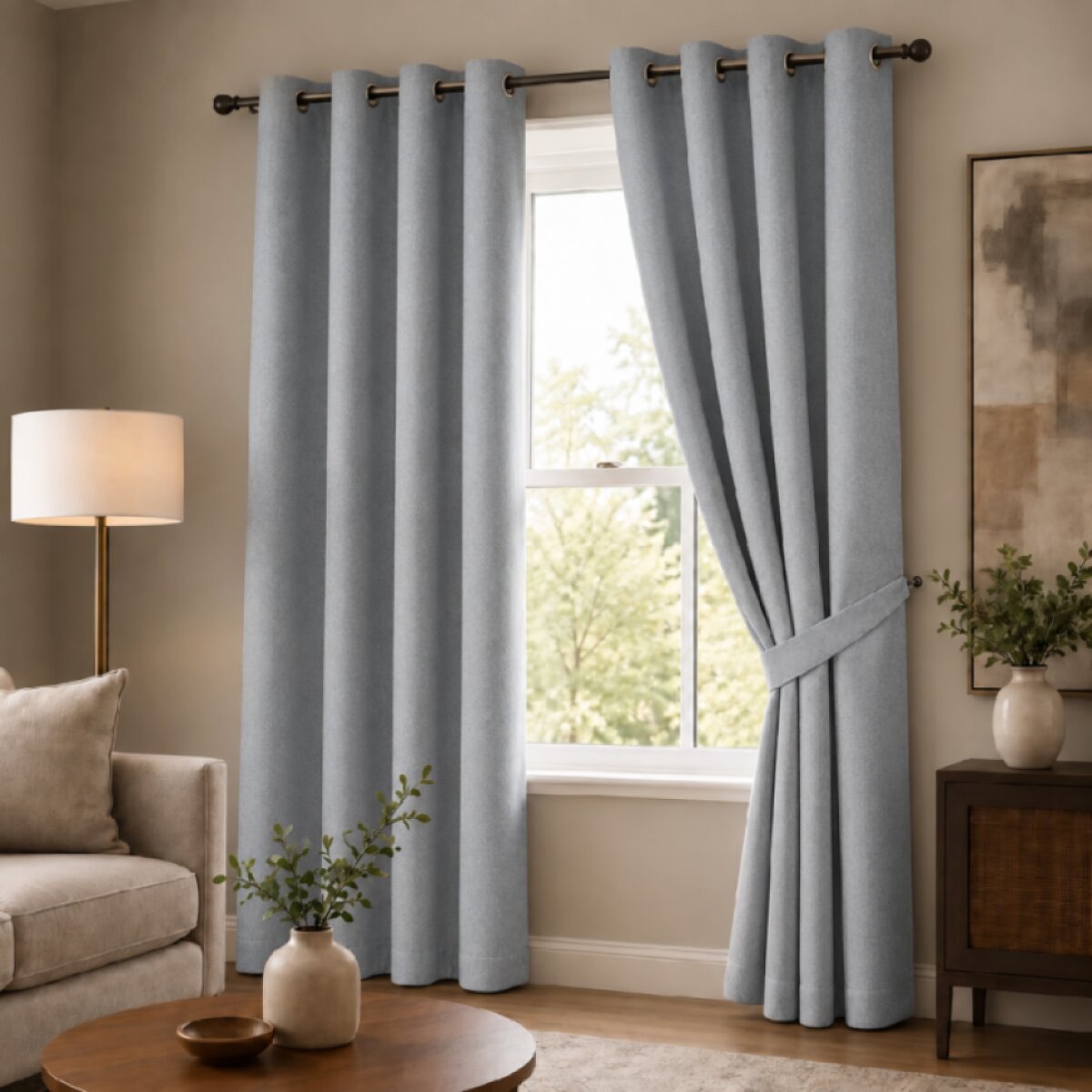 100% zatemňující závěs 140×250 cm SUPER BLACKOUT světle šedý 002 s kroužky