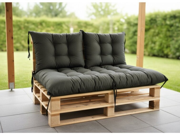 Paletové prošívané sezení MATTEO SET - sedák 120x80 cm, 2x opěrka 60x40 cm, antracit color 02A, Mybesthome