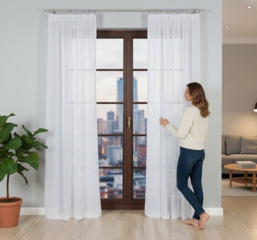 Dekorační dlouhá voálová záclona s řasící páskou LADA TAPE WOAL bílá 140x230 cm (cena za 1 kus) MyBestHome