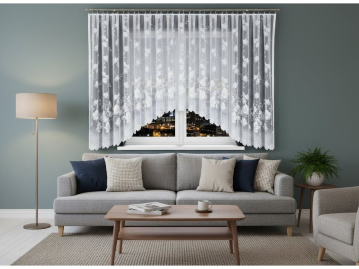 Dekorační krátká vzorovaná záclona na žabky BOZENA 160 bílá 500x160 cm MyBestHome