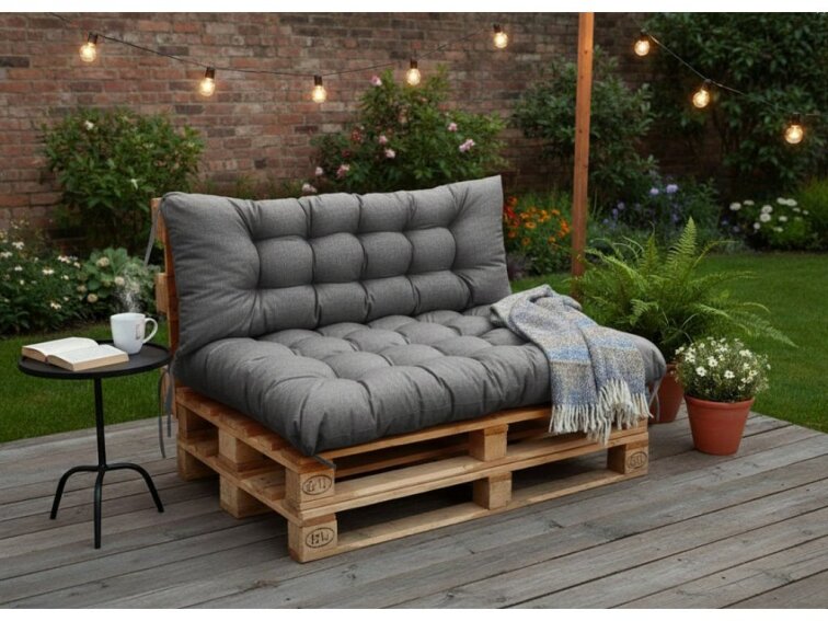 Paletové prošívané sezení PIETRO SET - sedák 120x80 cm, opěrka 120x40 cm, color 23 barva šedá, Mybesthome