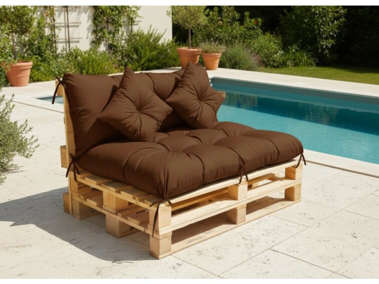 Polstr CARLOS color 22 hnědá, sedák 120x80 cm, opěrka 120x40 cm, paletové prošívané sezení Mybesthome