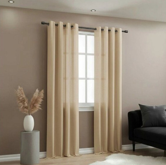 Dekorační dlouhý jednobarevný závěs s kroužky EASY TOP béžová 1x140x250 cm (cena za 1 kus) MyBestHome