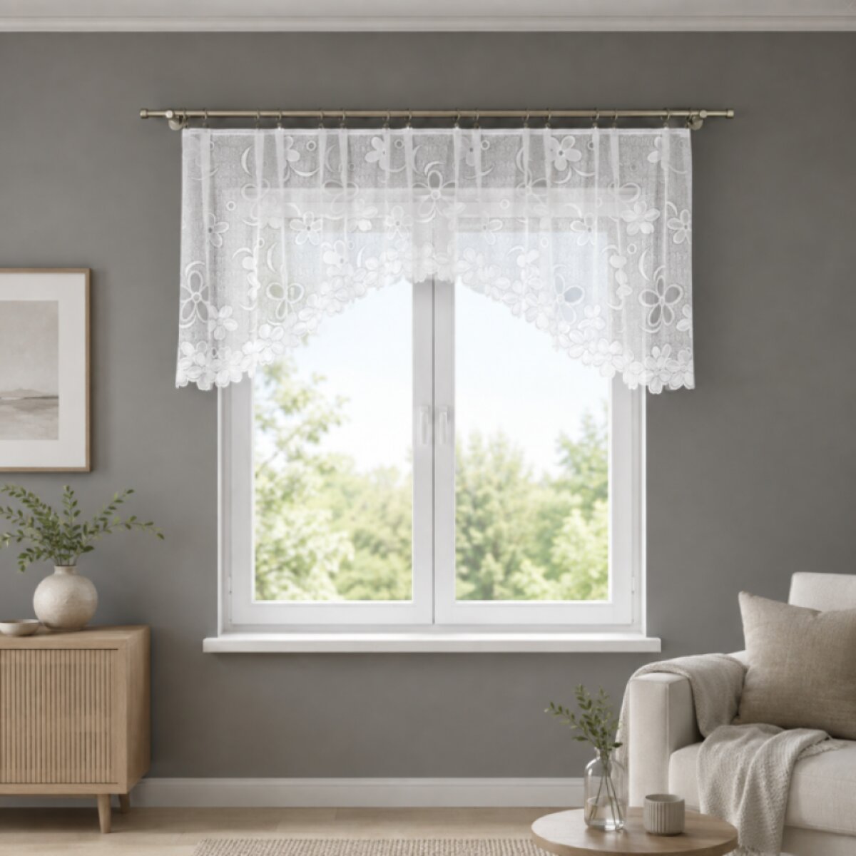 Dekorační oblouková krátká záclona na žabky RENATA 80 bílá 250x80 cm MyBestHome
