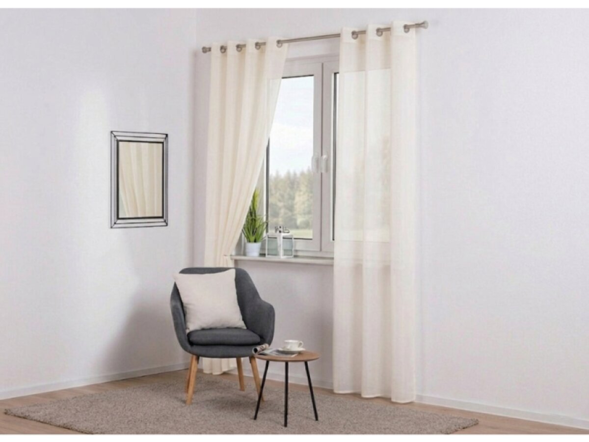 Dekorační dlouhá záclona s kroužky SOFIA smetanová 140x260 cm (cena za 1 kus) MyBestHome