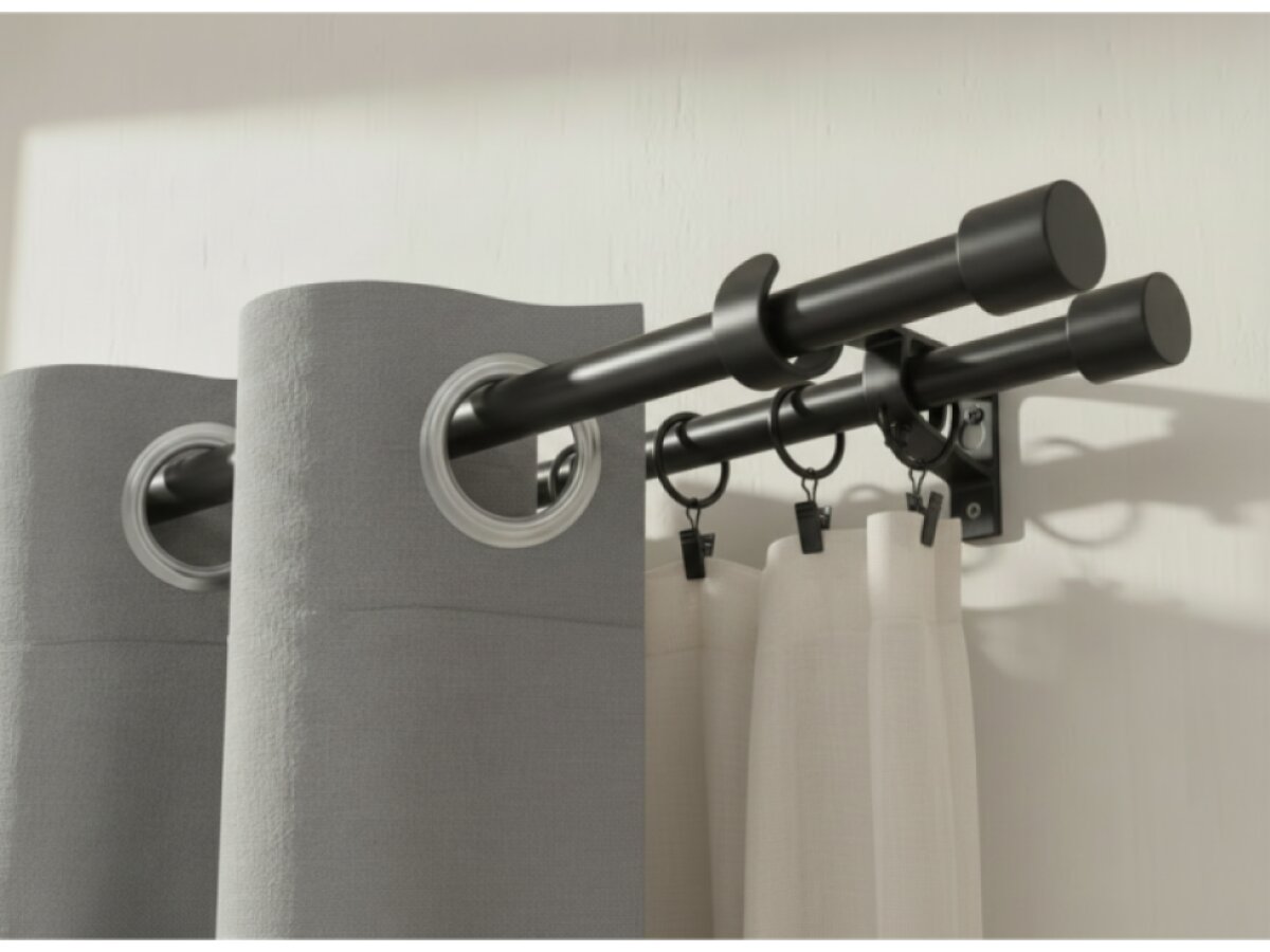 Kovová teleskopická garnýž VINCENZO DUO černá 120-230 cm Ø 16/19 mm dvouřadá Mybesthome