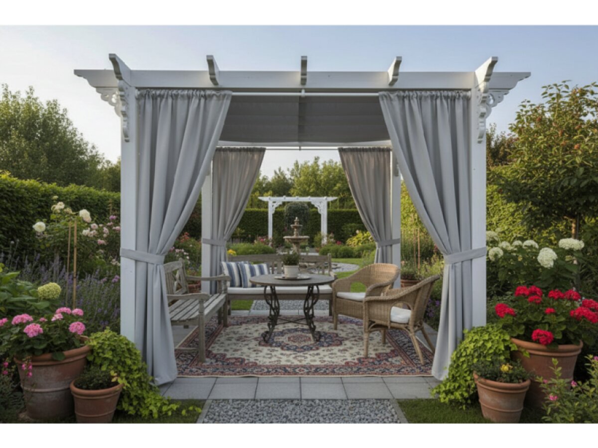 Venkovní zahradní závěs s kroužky GARDENIA TAPE světle šedá, šířka 140 cm výška různé rozměry Mybesthome