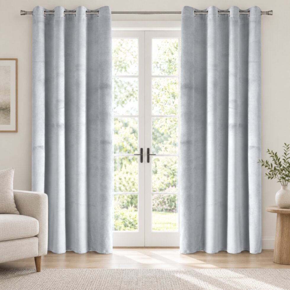 Dekorační velvet závěs s kroužky PIERRE CARDIN 140x250 cm stříbrná, (cena za 1 kus) MyBestHome