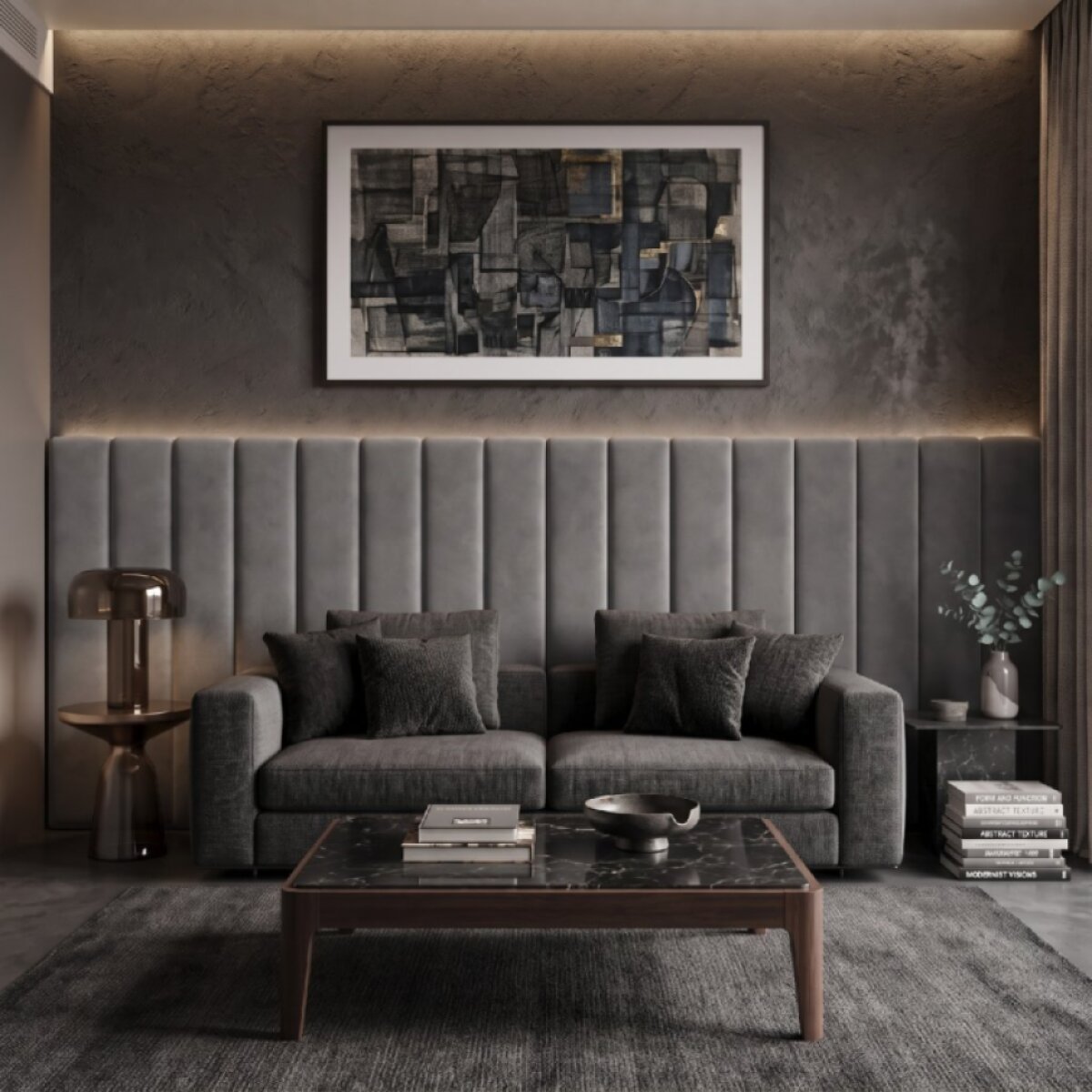 Čalouněný nástěnný panel různé rozměry x šířka 20 cm šedá obdélník MyBestHome
