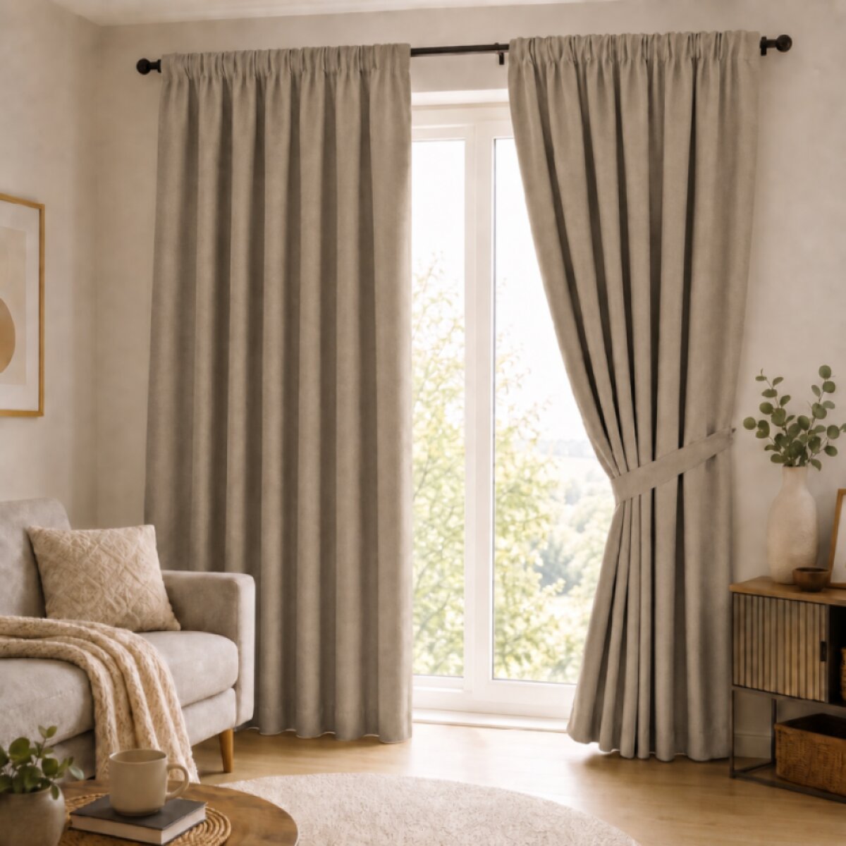 100% zatemňující závěs 140×250 cm SUPER BLACKOUT béžový 005 s řasící páskou