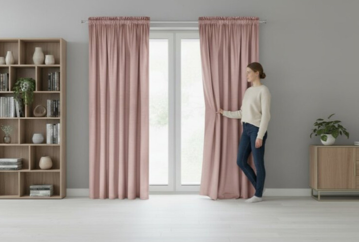 Dekorační VELVET závěs s řasící páskou ESTER 140x270 cm tmavě růžová (cena za 1 kus) MyBestHome