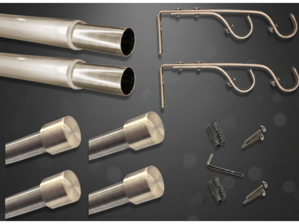 Kovová teleskopická garnýž VINCENZO DUO mosazný antik 120-230 cm Ø 16/19 mm dvouřadá Mybesthome